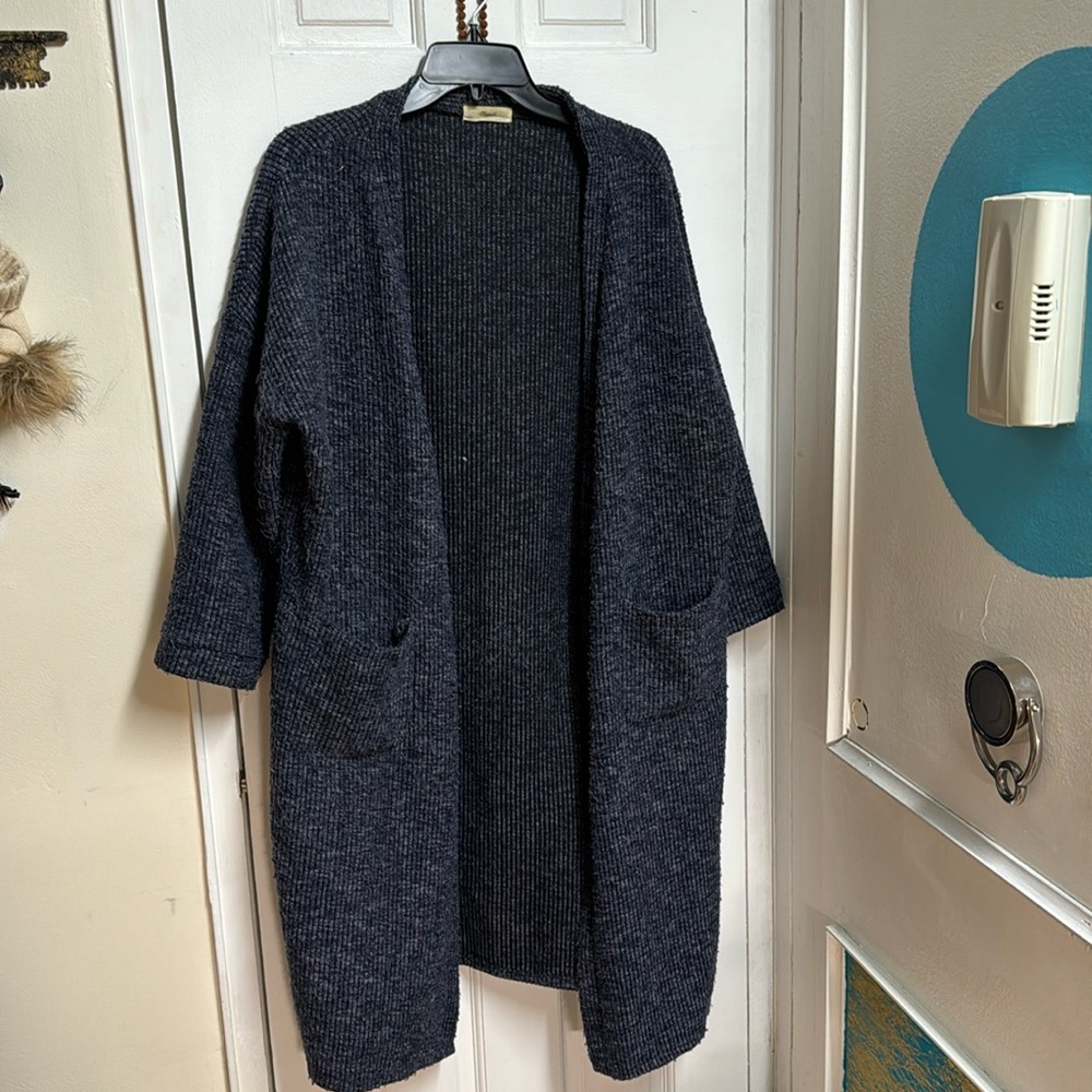 World Market Women’s Steel Blue Open Front Knit Cardigan Sweater One Size